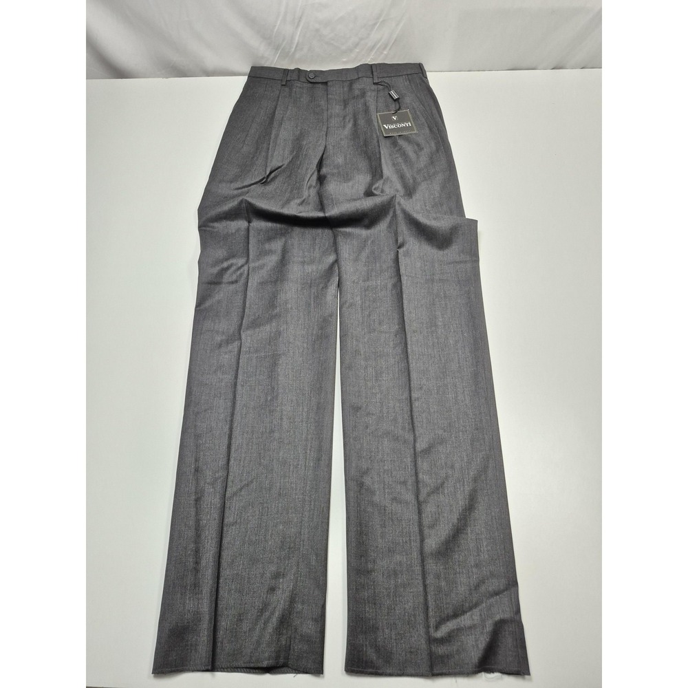 VTG Enrico Visconti Dress Pants Mens 34x36 Gray Wool Pleated Italy Unhemmed NWT